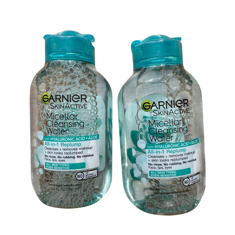 Garnier SkinActive Micellar Cleansing Water Hyaluronic Acid Aloe 3.4oz Set of 2